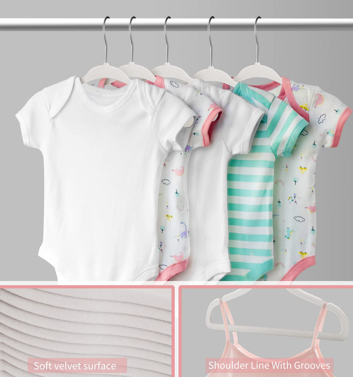 MangoKit Non-Slip Baby Velvet Hangers, Newborn Coat Hangers 15 Pack White - image 3