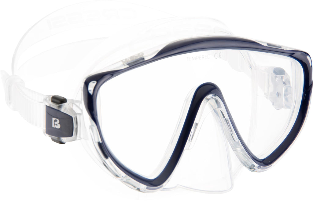 Cressi Tino & Scilla Adult Snorkeling Set - Dry Snorkel & Mask, Blue Navy