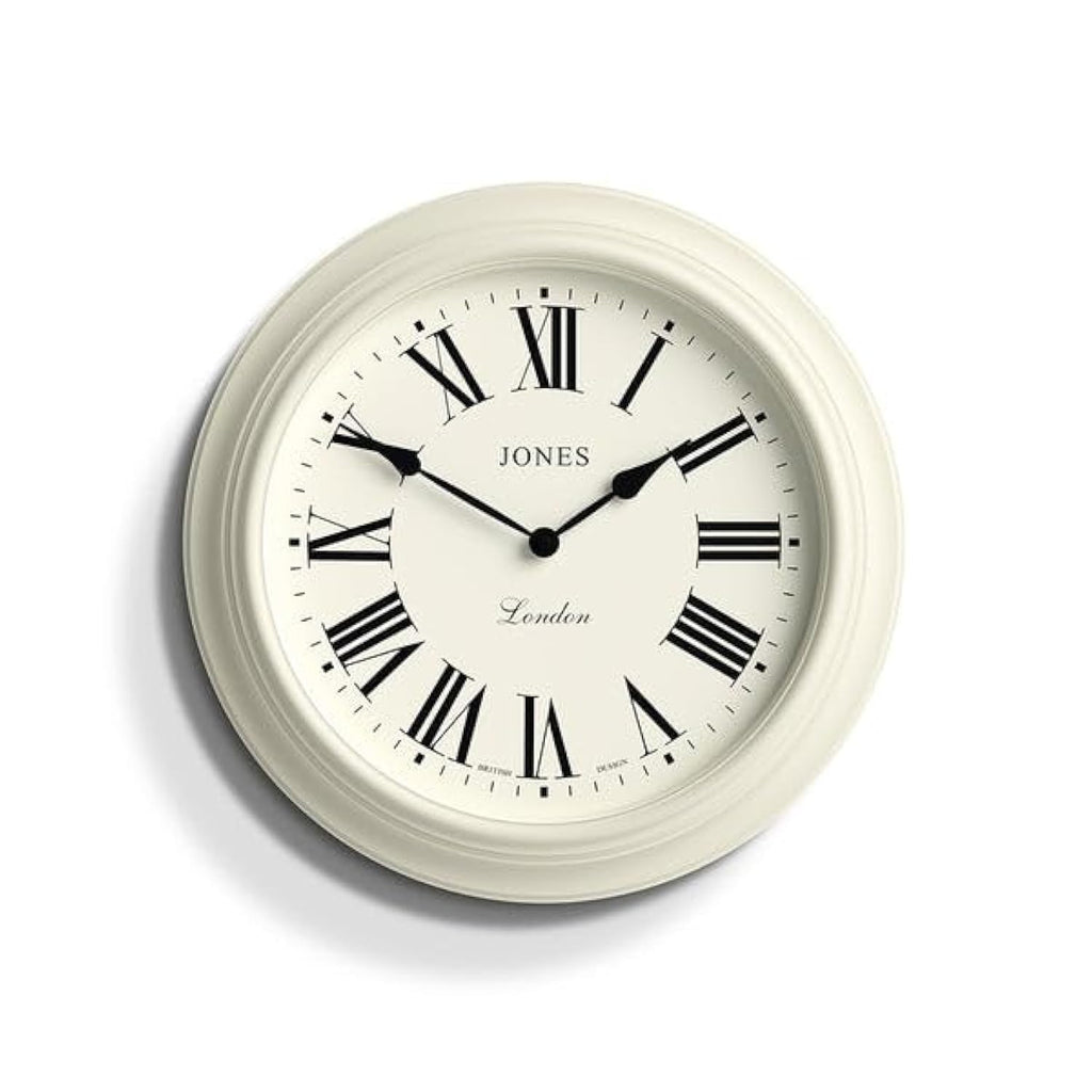 Jones Clocks Supper Club Wall Clock | 40cm Large Roman Numeral - Cream