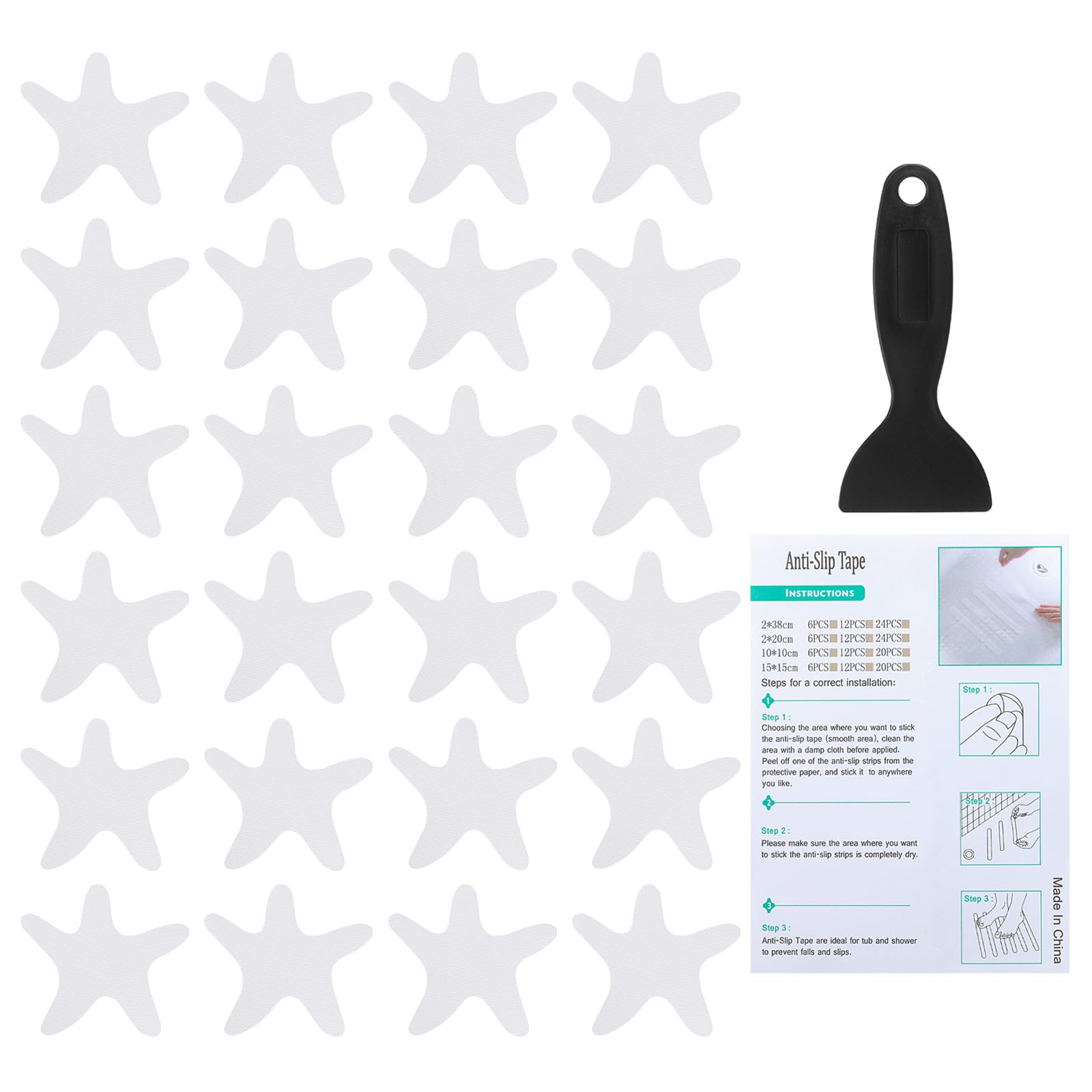 PATIKIL Starfish Bathtub Non Slip Stickers - 24 Pack Clear PEVA Safety Decals