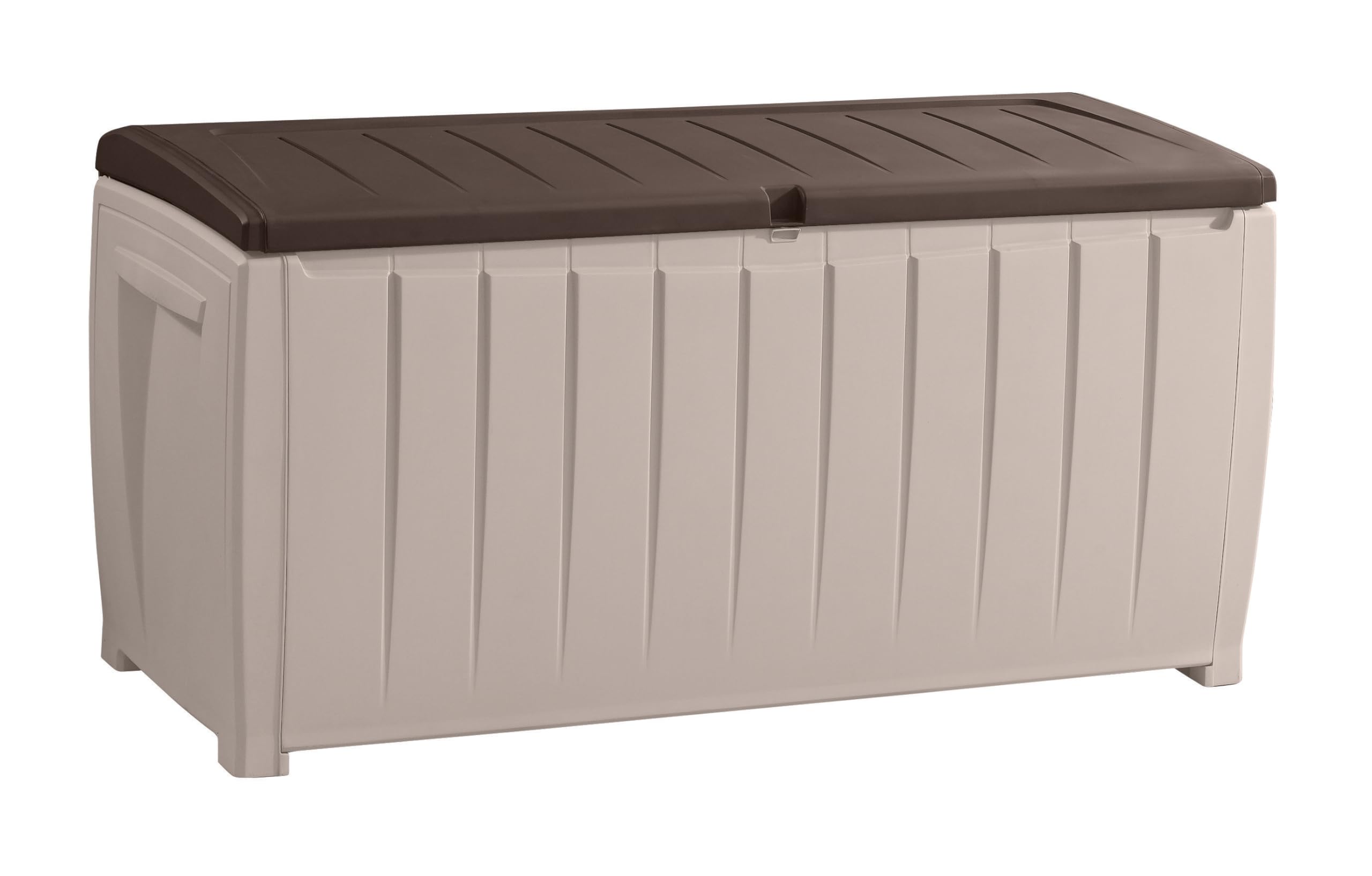 Keter Novel Outdoor Garden Storage Box - 340L Plastic Deck Chest, Beige