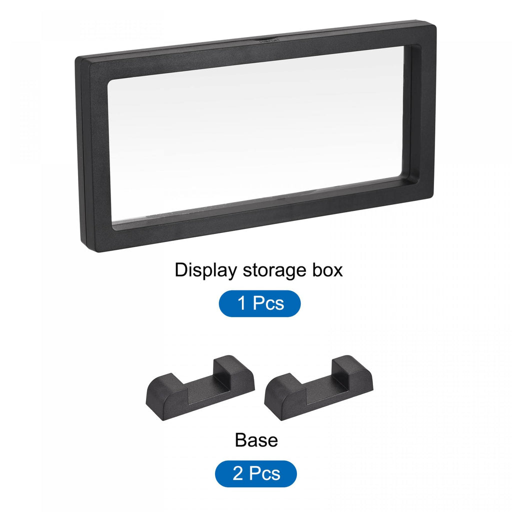 sourcing map Floating Thin Film Display Box with Base 23cm x 11cm x 2cm Black
