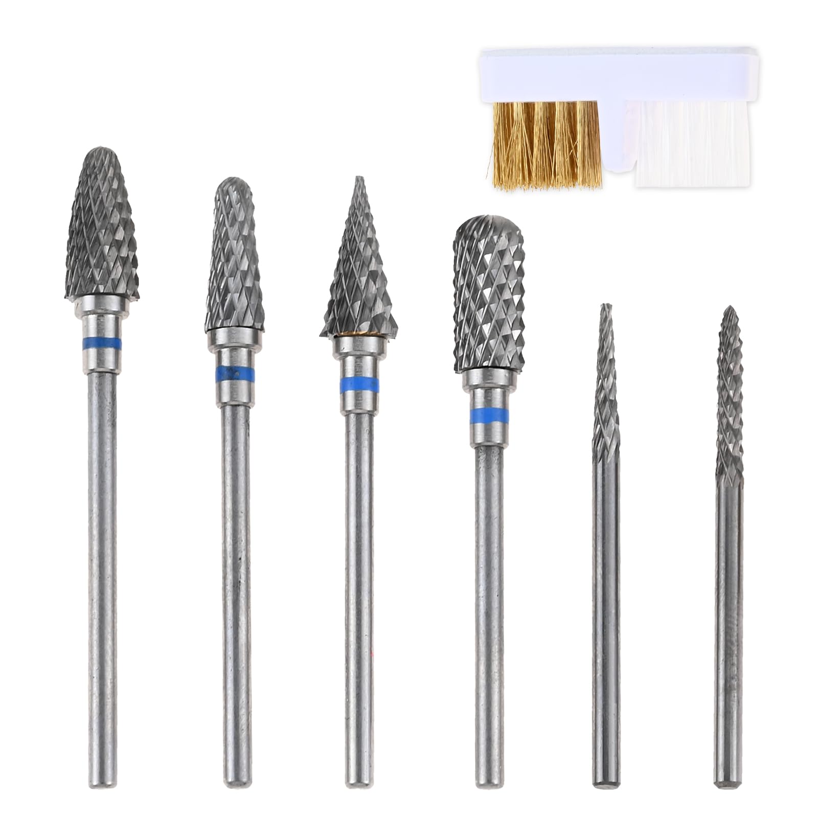 Dophee 6PCS Tungsten Carbide Nail Drill Bits Set | 3/32 Inch Manicure Tools