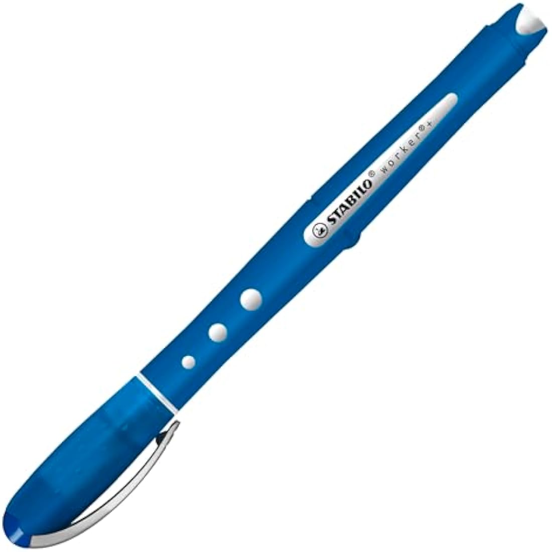 STABILO Worker+ Colorful Rollerball Pen - 0.5mm Liquid Ink - Blue, 10 Pack