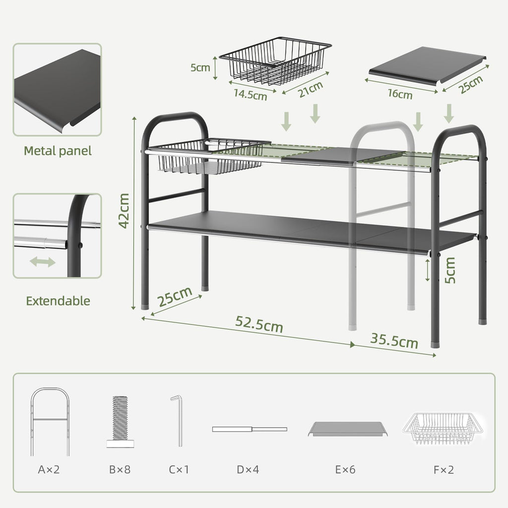 NETEL 2-Tier Under Sink Storage Organiser | Adjustable Stainless Steel