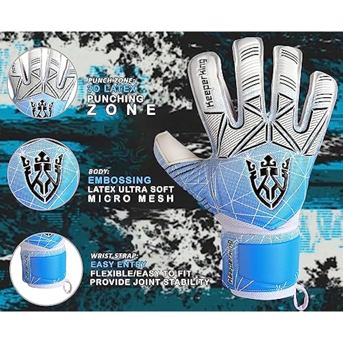 Keeperking Goalkeeper Gloves – Latex Grip with Finger Protection