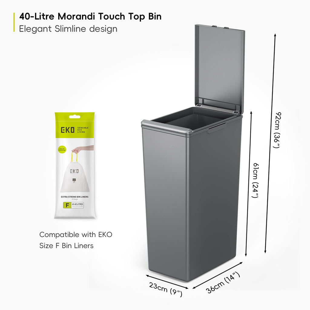 EKO Morandi 40L Touch Top Recycling Bin – Dark Grey Modular Kitchen Bin