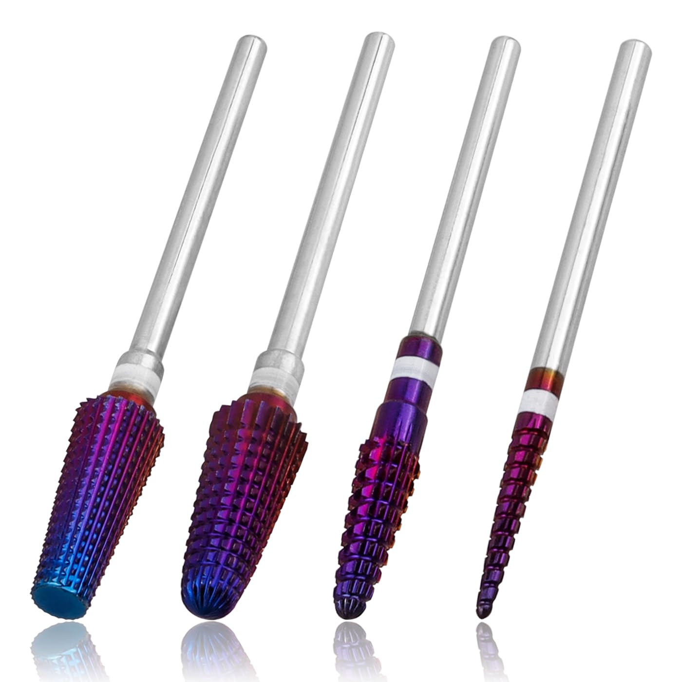 Mesee 4Pcs 5-in-1 Tungsten Carbide Nail Drill Bit Set | 3/32" Purple Efile