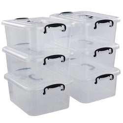 Bringer 6-Pack 8 L Clear Plastic Storage Boxes, Clear Latch Boxes - image 1