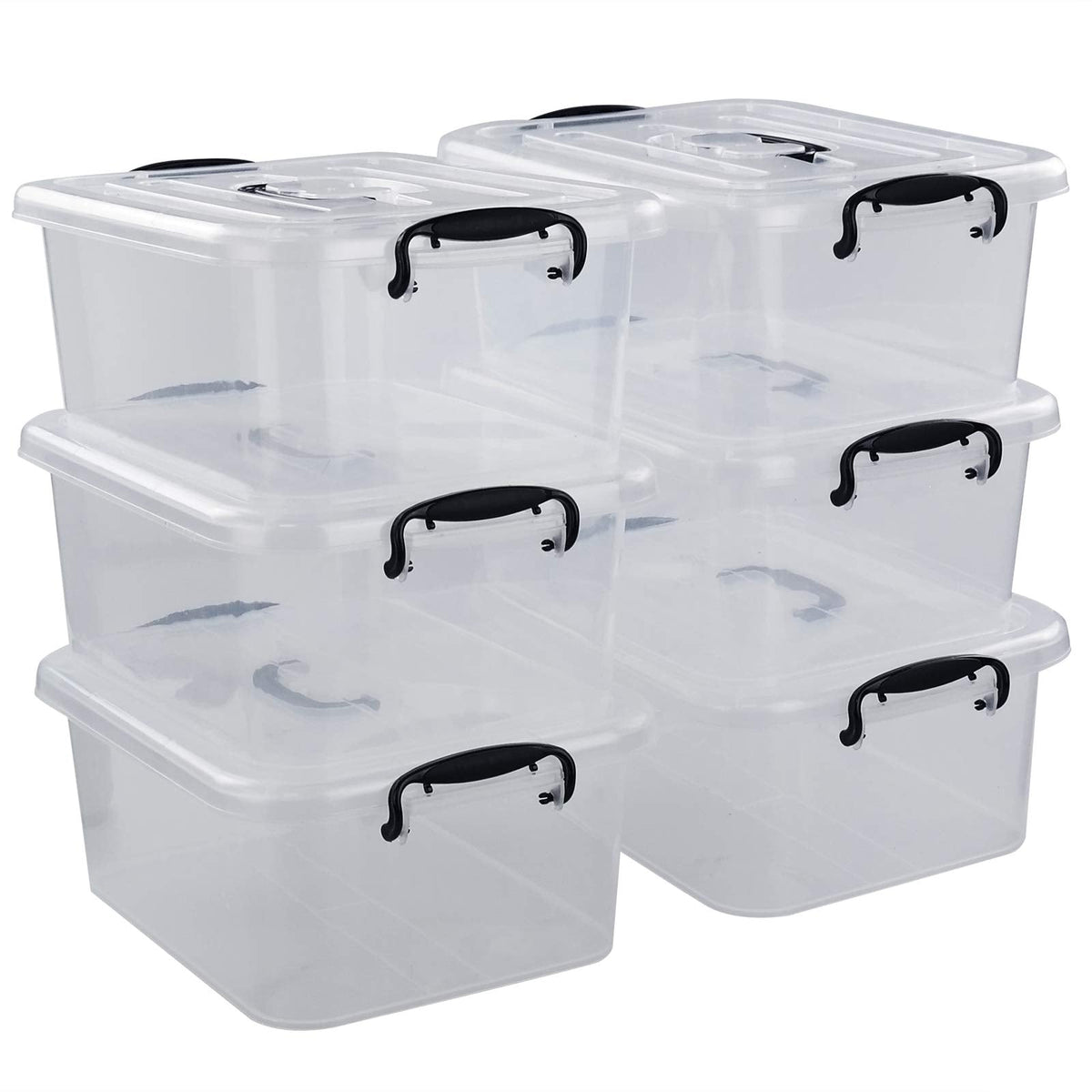 Bringer 6-Pack 8 L Clear Plastic Storage Boxes, Clear Latch Boxes - image 1