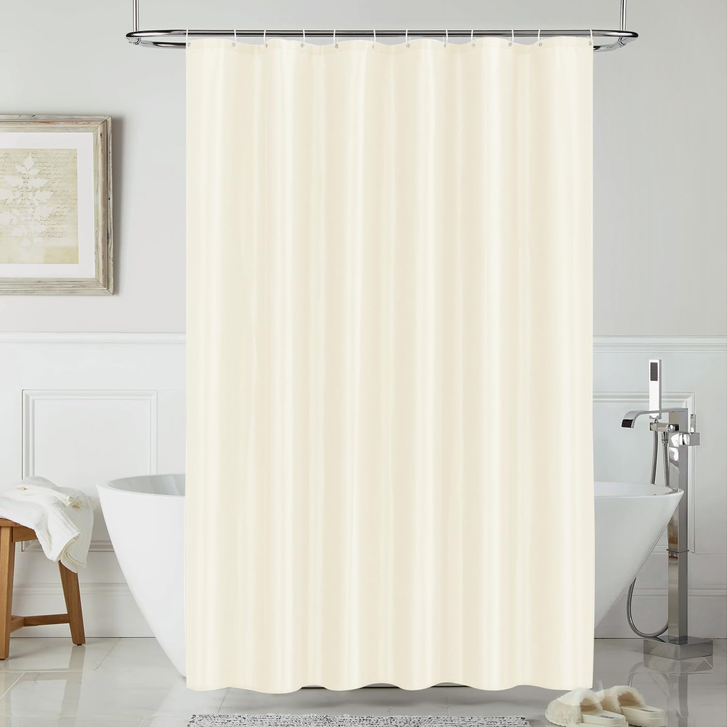 LUKDUNG Waterproof Polyester Shower Curtain - Anti-Mould, Beige, 120x200cm