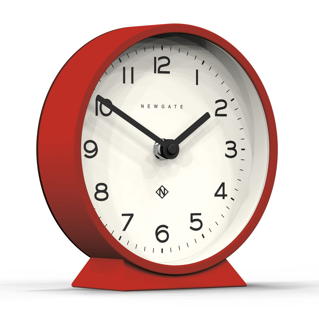 Newgate M Mantel Silent Sweep Clock | Modern Minimalist Desk Clock - Red