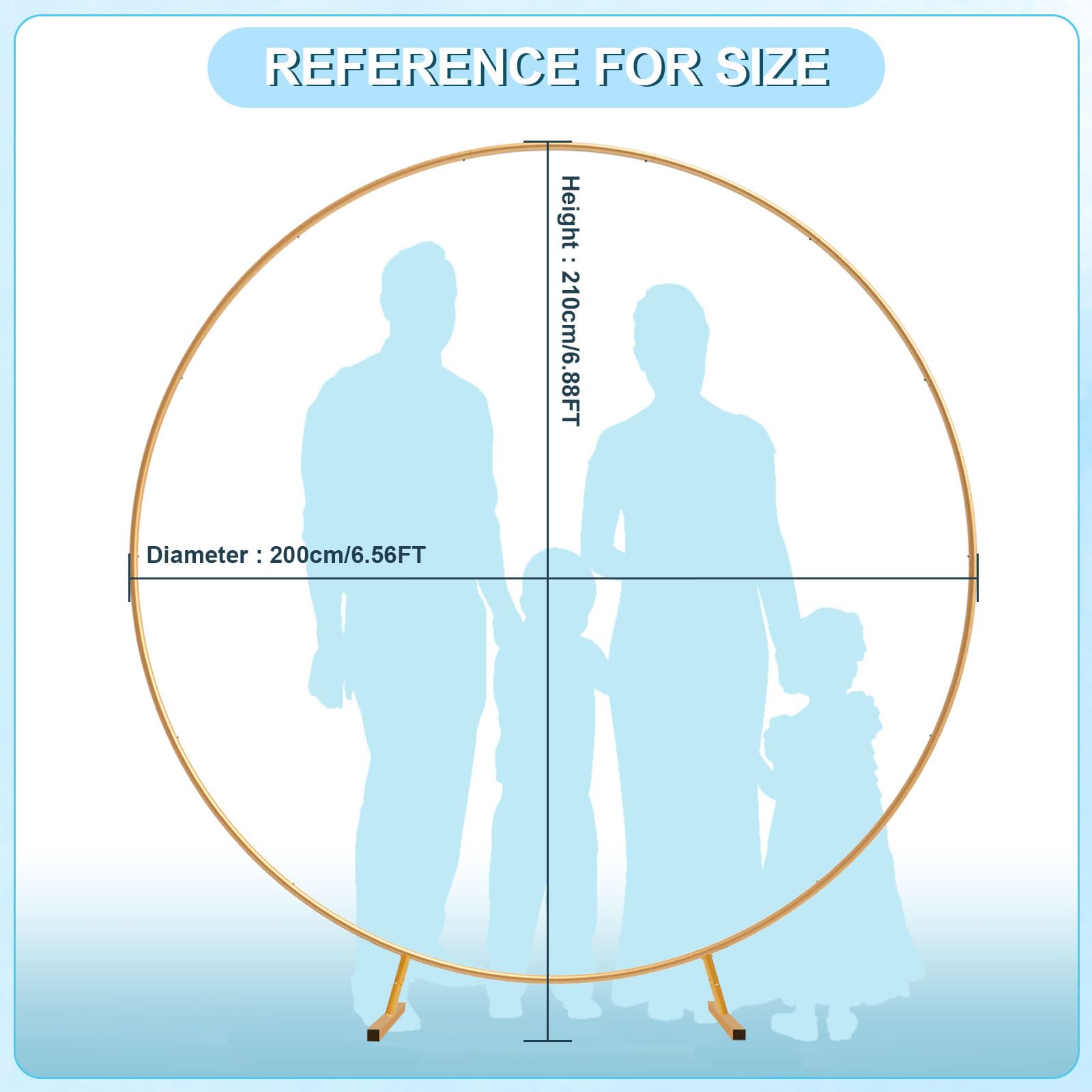 PlusFive 6.9ft Gold Round Backdrop Stand | Metal Circle Wedding Arch Frame
