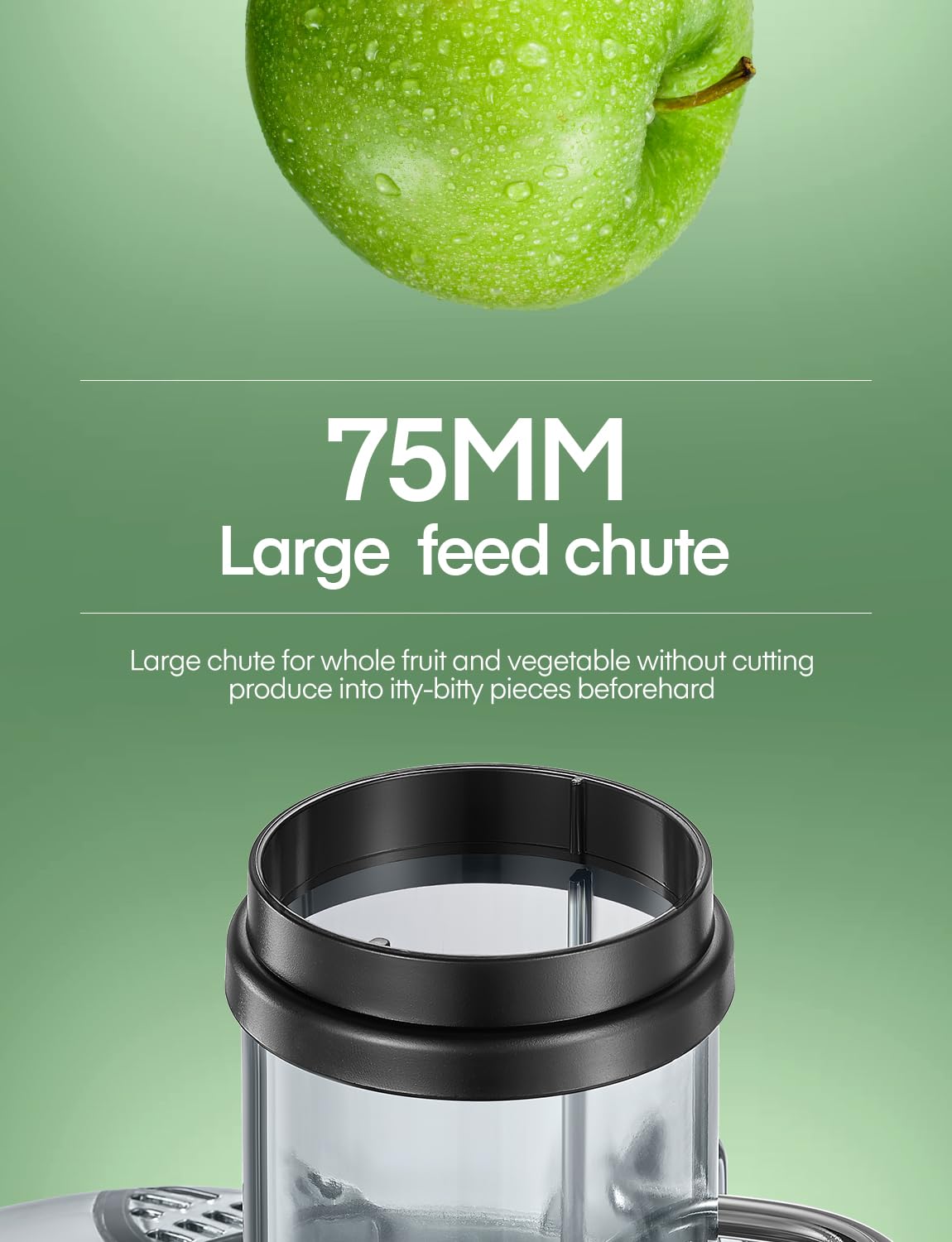 FOHERE 800W Juicer Machine – 75mm Large Feed Chute Fruit Extractor