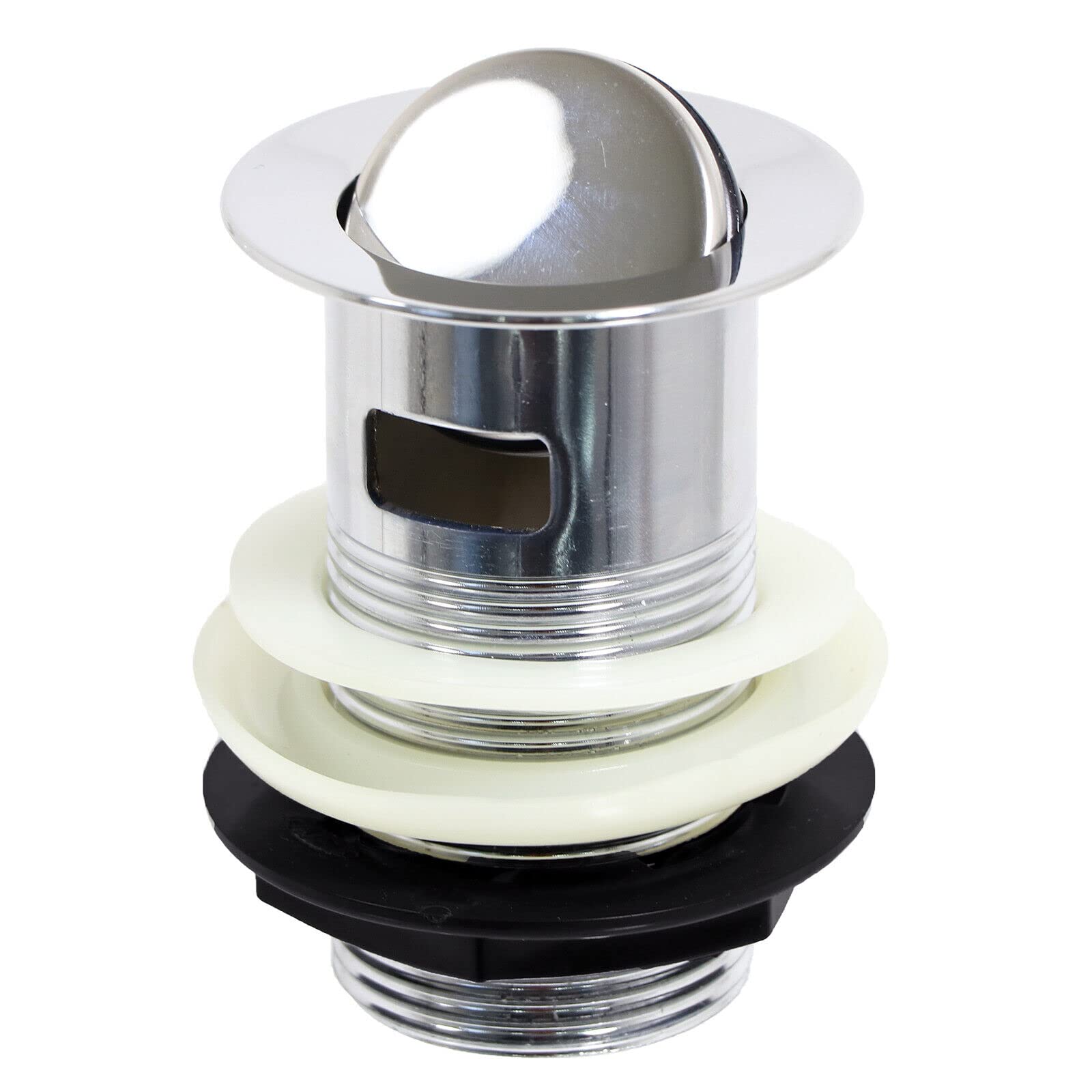 SPARES2GO Chrome Slotted Sink Basin Waste Flip Plug – Universal 1 1/4"