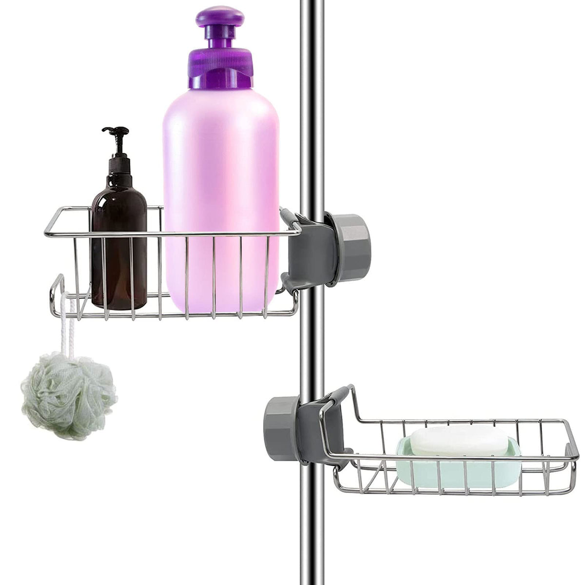 Beilala Bathroom Shower Caddy No Drill, 2 Pack Shampoo Soap Holders Stainless Steel Fauce Rack Kitchen Sink Organiser Bathroom Tidy Accessories Rust - image 1