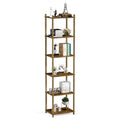 YGYQZ 6-Tier Narrow Bookshelf – Tall Rustic Brown Corner Storage Unit