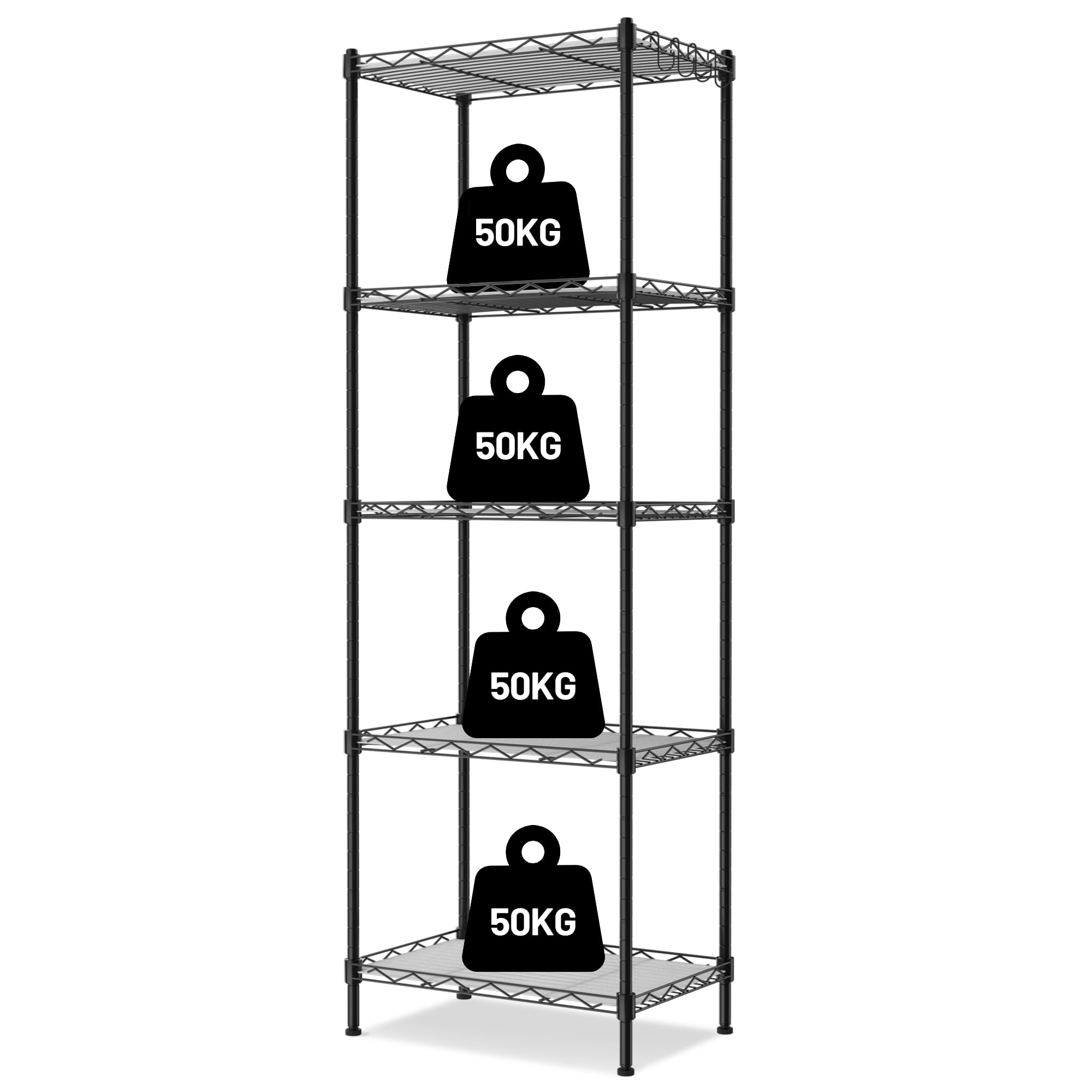 WORKPRO 5-Tier Metal Shelving Unit | Adjustable 250kg Storage Shelf