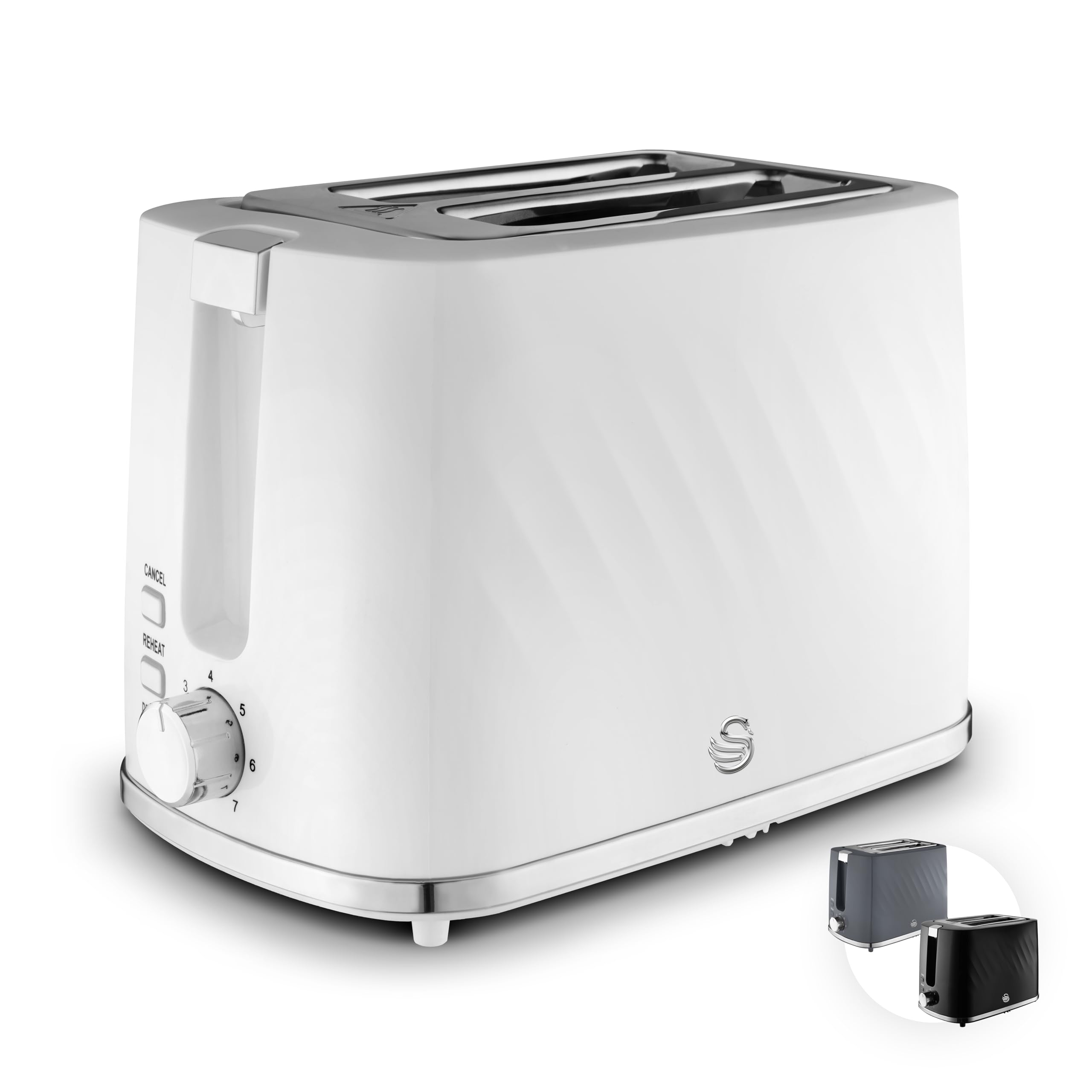 Swan Windsor 2-Slice Toaster – 7 Browning Levels & 900W, White