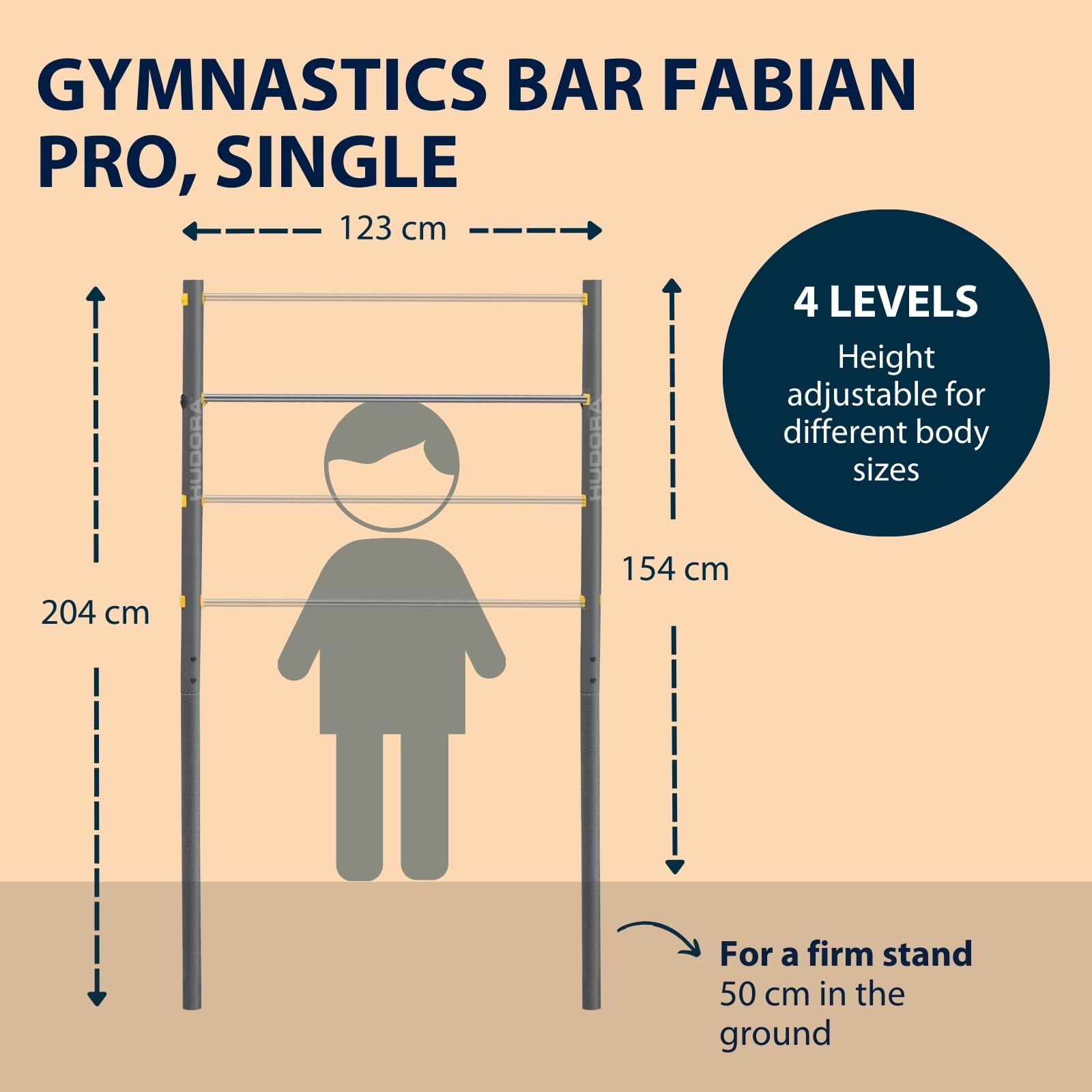 HUDORA Fabian Gymnastics Bar – Height-Adjustable Outdoor Steel Bar