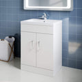 595mm Floor Standing Bathroom Vanity Unit with Sink – White