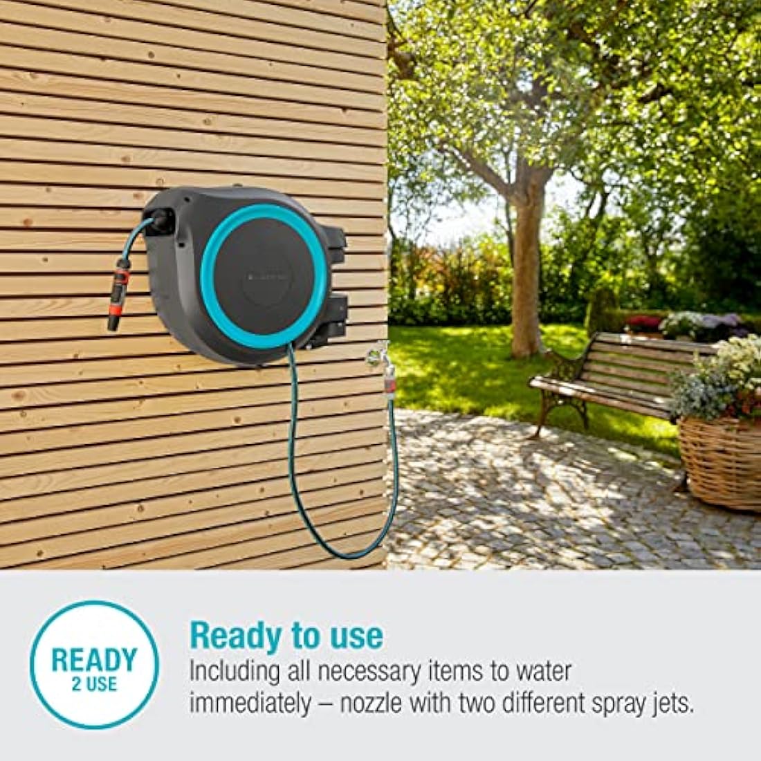 Gardena Wall-Mounted Hose Box RollUp XL – 35m Automatic Garden Hose