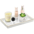 Luxspire Marble Ceramic Vanity Tray | Golden Rimmed Jewelry Organizer