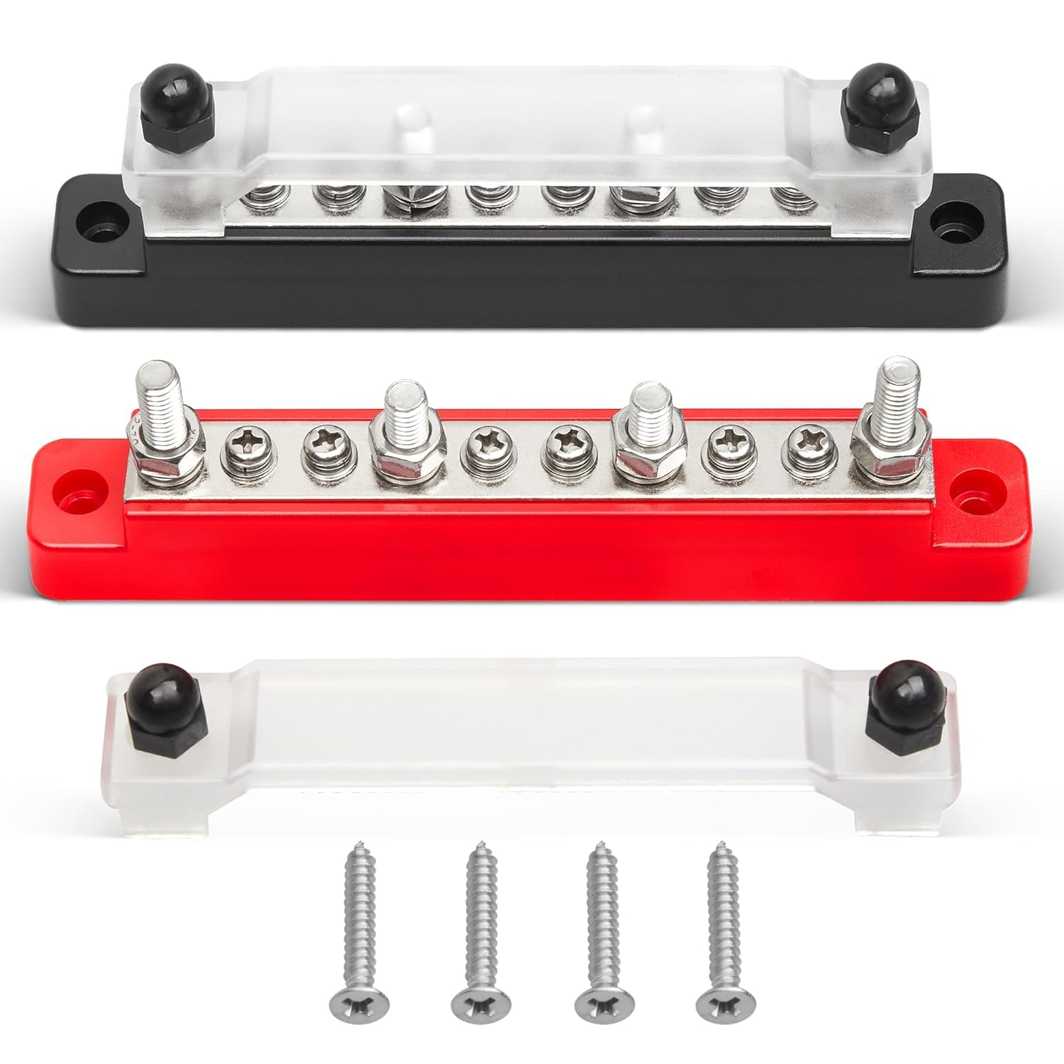 RED WOLF 150A 12V Bus Bar | 10-Terminal Power Distribution Block