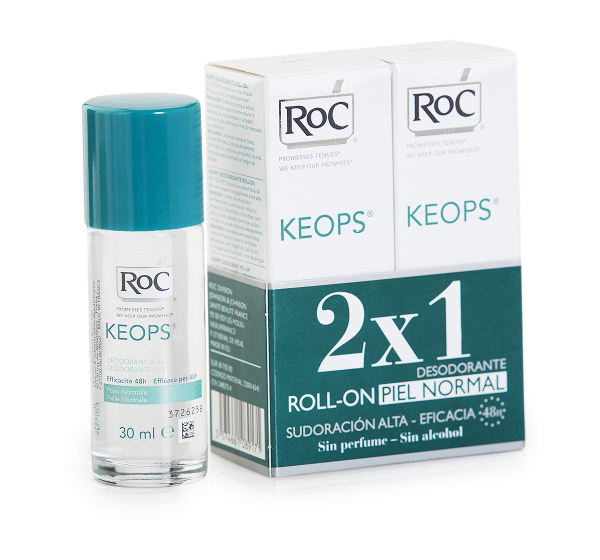 RoC Keops Roll-On Deodorant 2-Pack | 24h Protection for Sensitive Skin