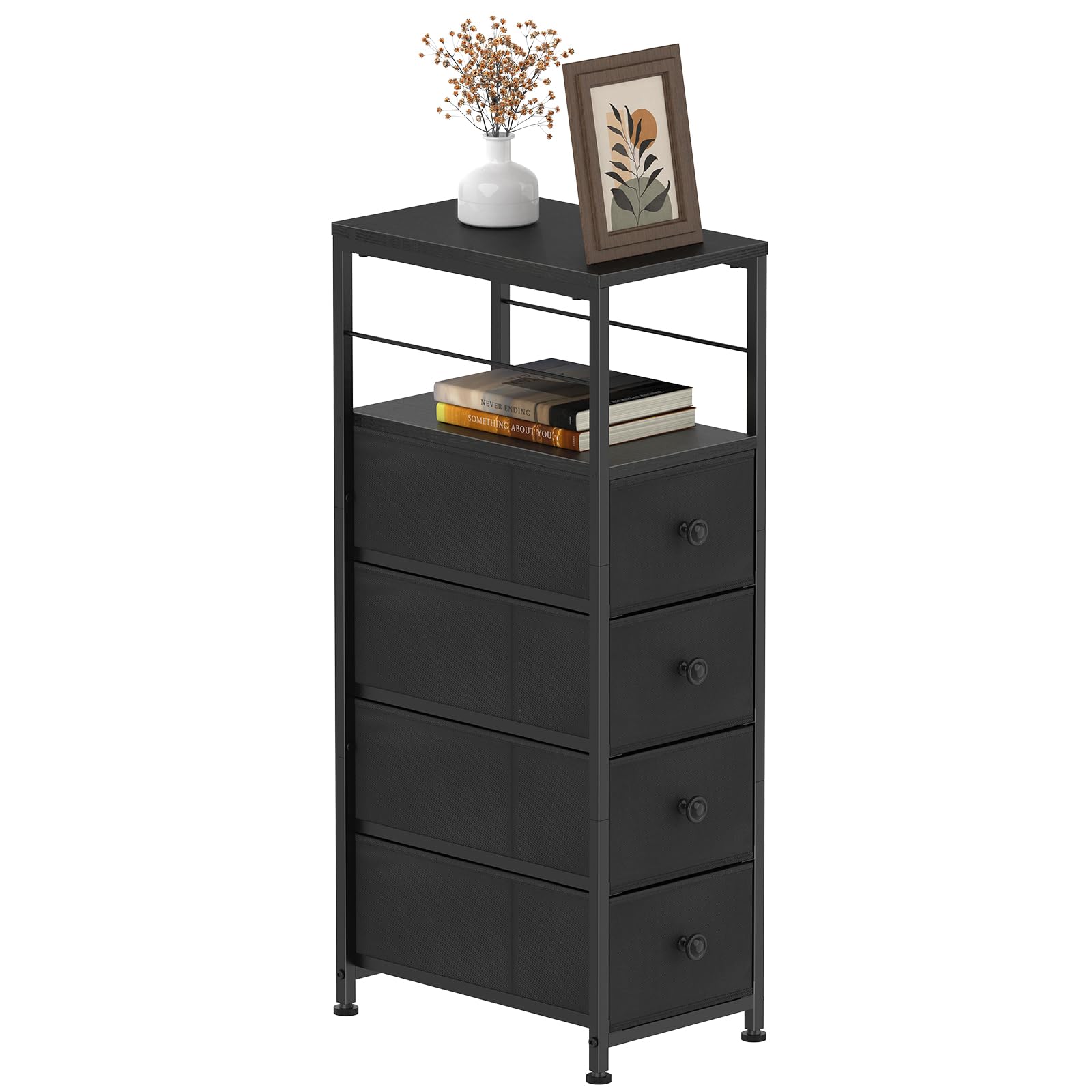 Slim 4-Drawer Fabric Dresser – Narrow Storage Organizer