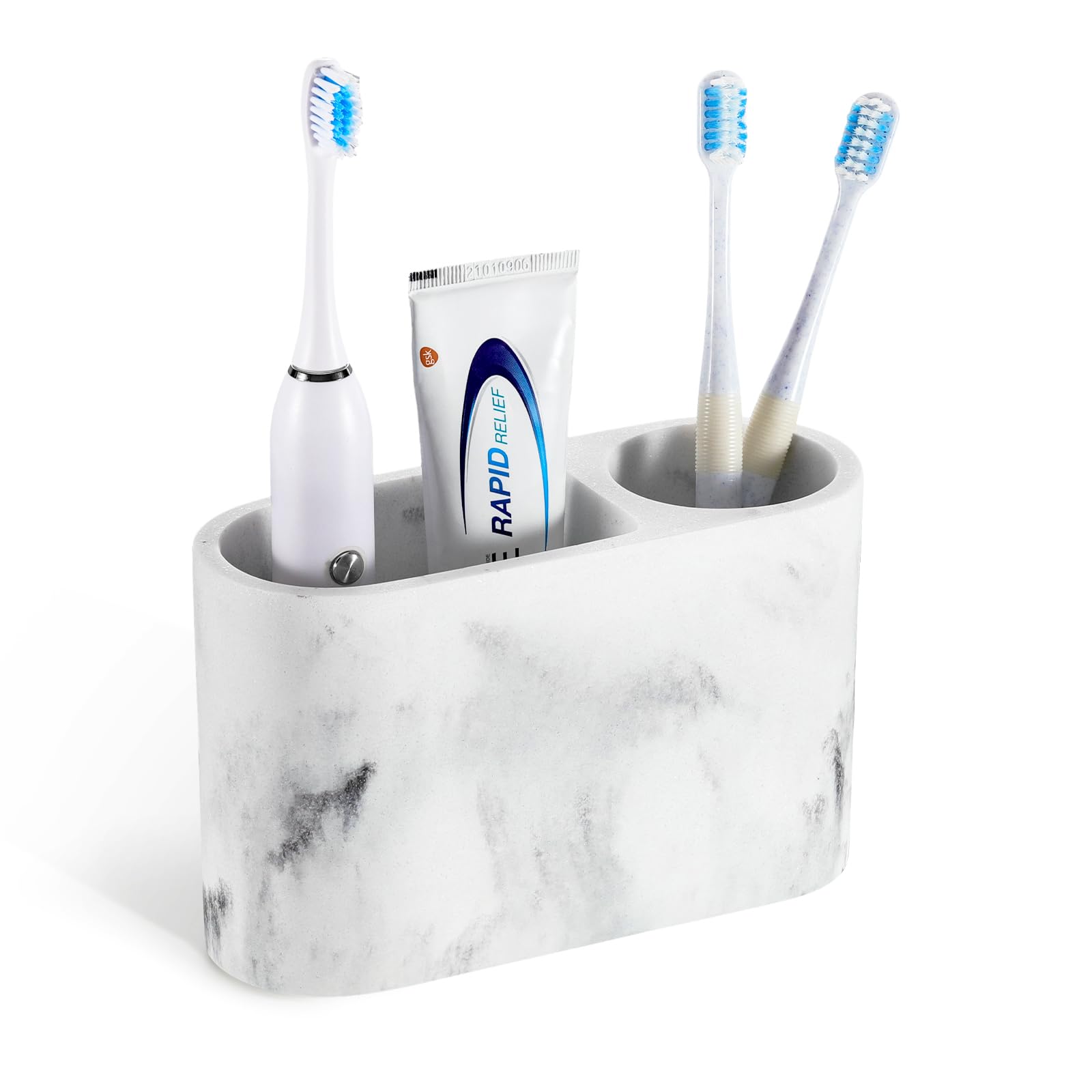 Luxspire Resin Toothbrush Holder | 2-Slot Marble Pattern Vanity Stand