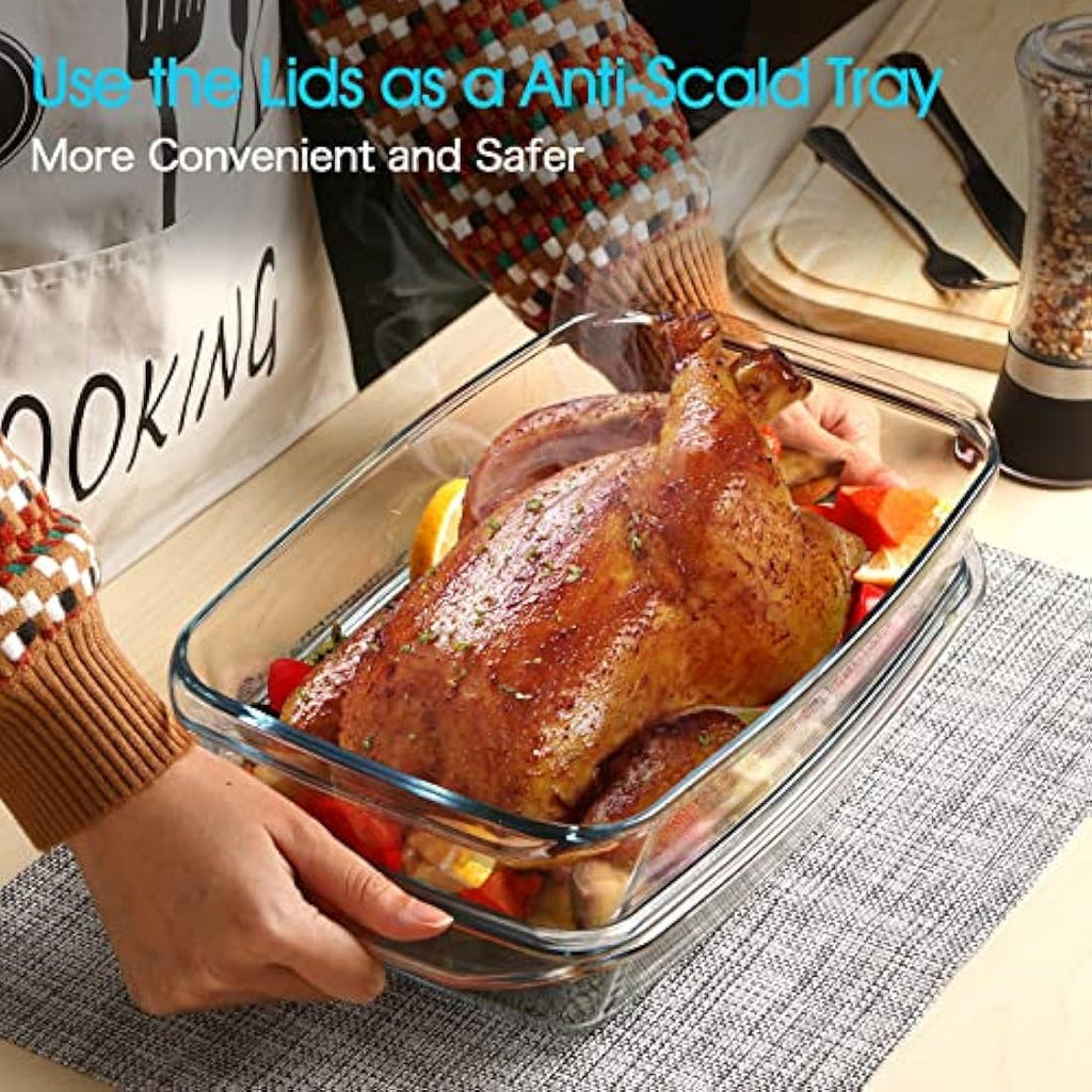 NUTRIUPS 3L Glass Casserole Dish with Lid – Rectangular Oven Bakeware
