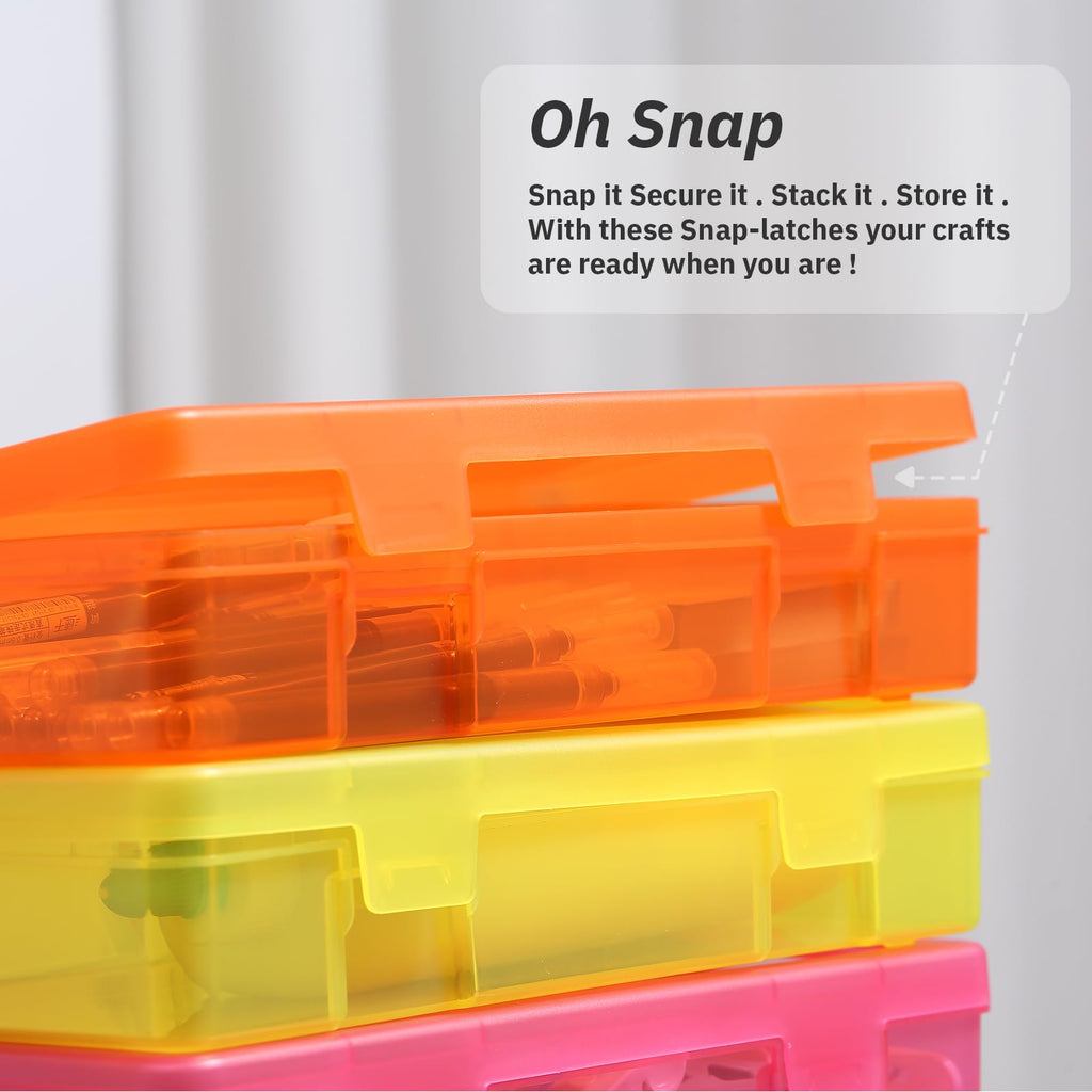 novelinks Medium Plastic Storage Boxes with Latching Lids – 9 Pack Stackable Craft Organizers for Supplies, Pencils, Crayons, Beads - image 5