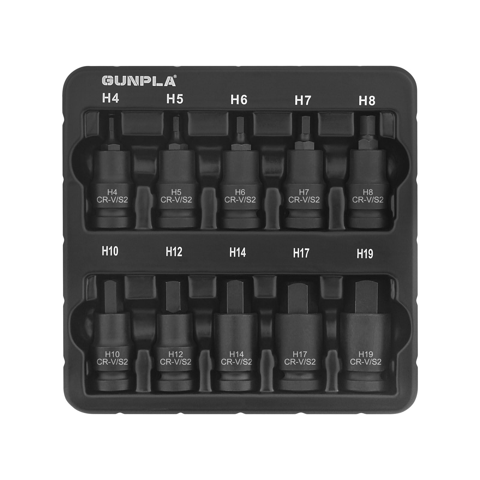 Gunpla 10-Piece 1/2" Hex Impact Socket Bit Set – Metric 4mm-19mm