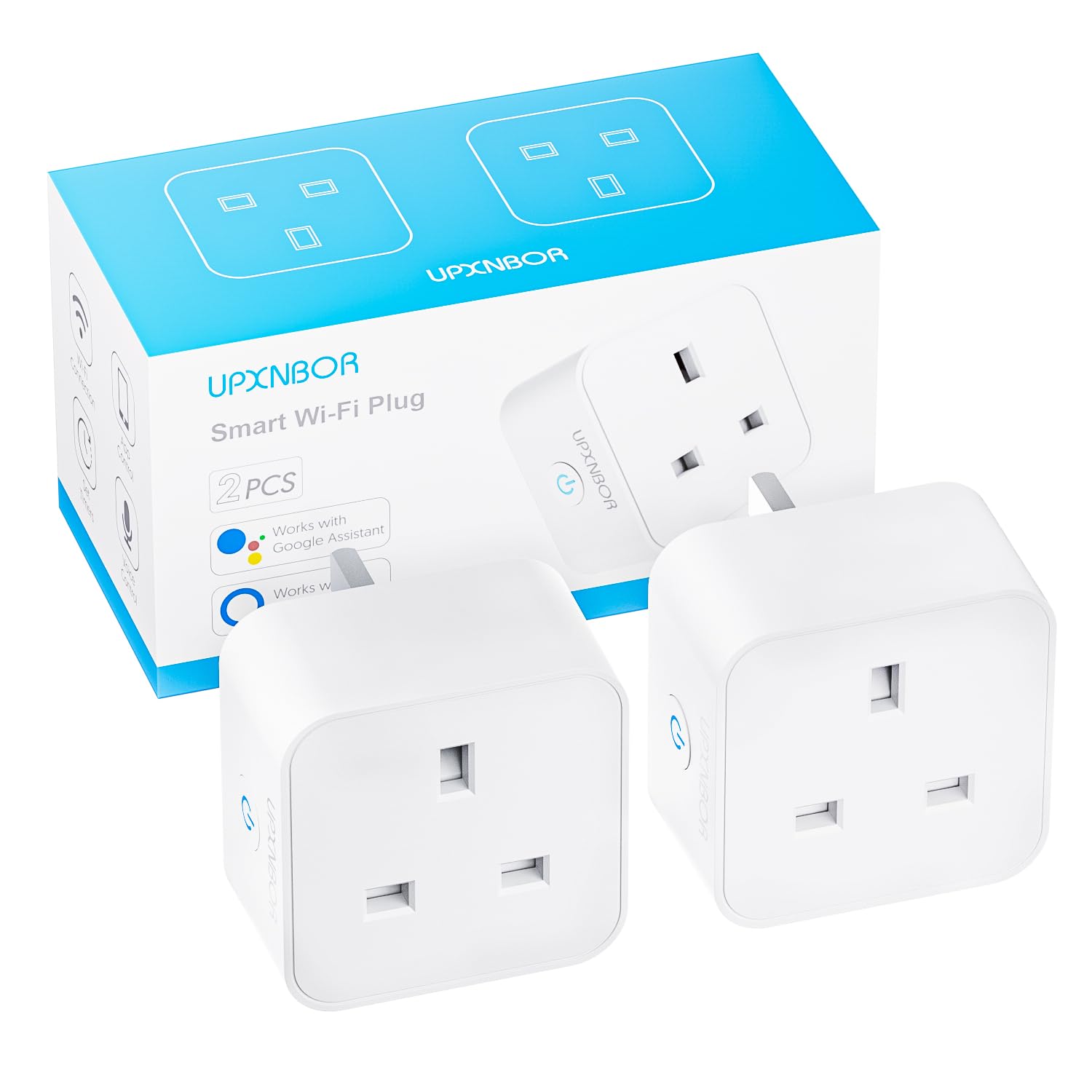 UPXNBOR Smart Plug Wi-Fi Outlet with Energy Monitoring - 2 Pack