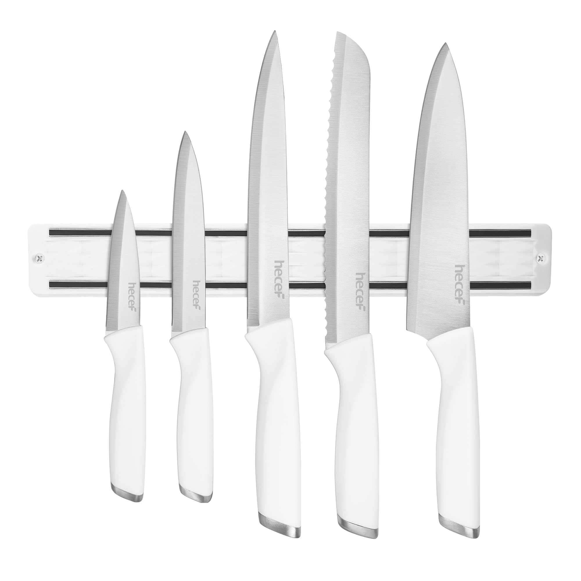 hecef 6-Piece Stainless Steel Kitchen Knife Set with Magnetic Holder