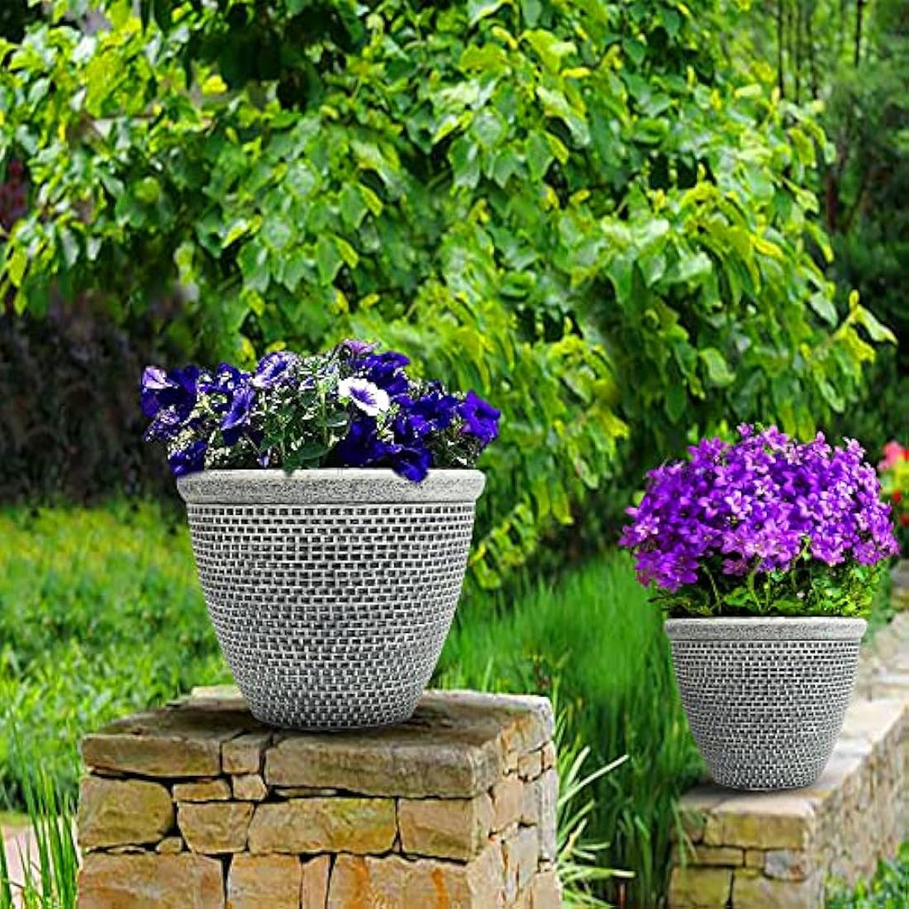 Round Cromarty Plant Pots - Antique Silver 25cm (Pack of 2)