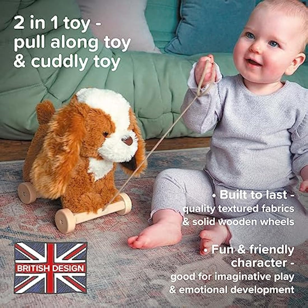 Little Bird Told Me Peanut Pup Pull Along Toy – 2-in-1 Sensory Plush