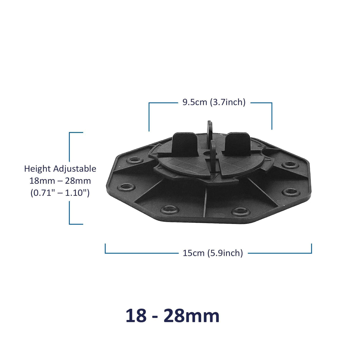 Nicoman Adjustable Tile & Paver Support Pedestal – Height Adjustable, Black Heavy-Duty Plastic, Paving Leveling & Drainage System - image 2