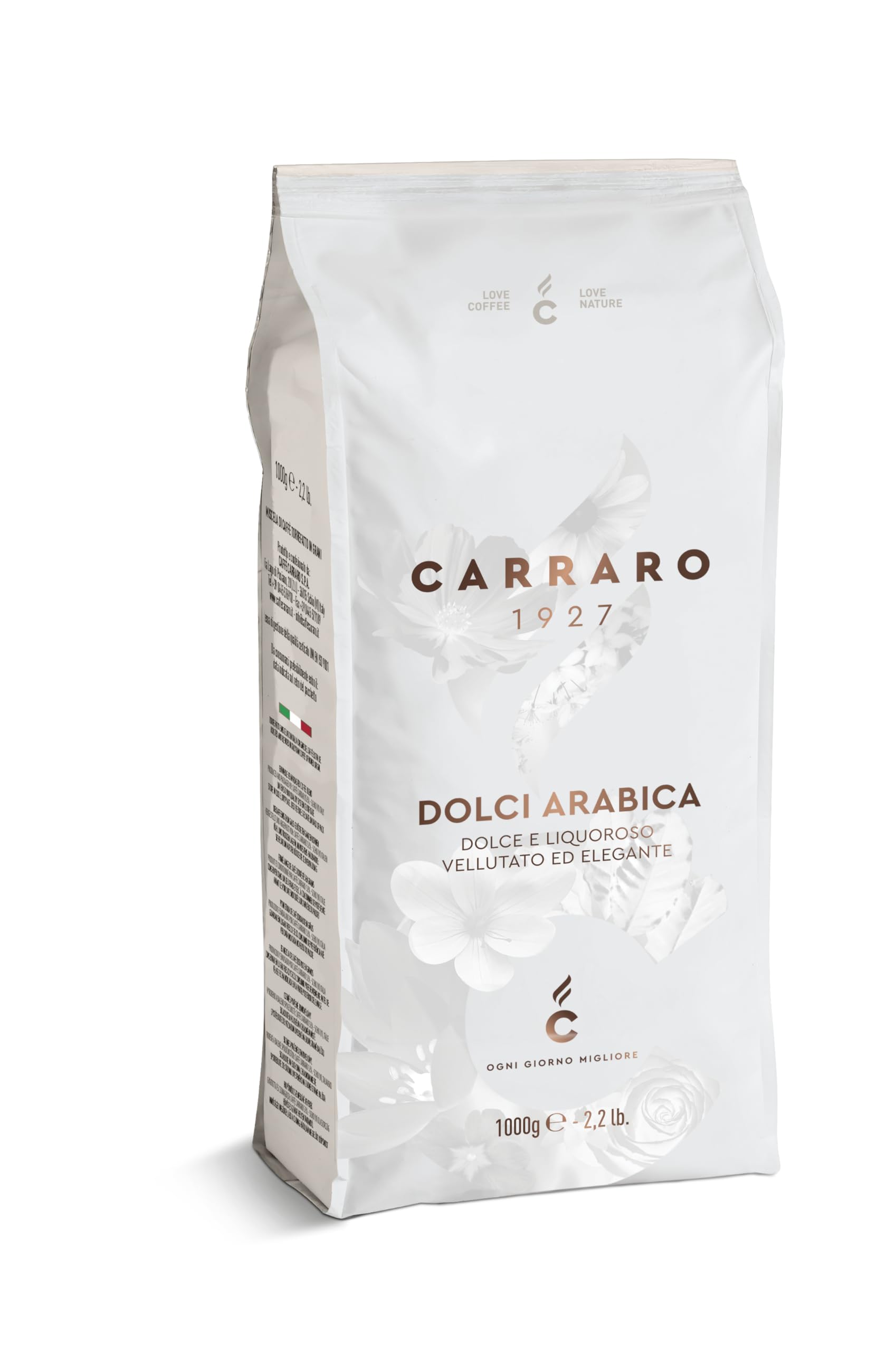 Carraro 1927 Dolci Arabica Coffee Beans - Italian Whole Bean - 1kg