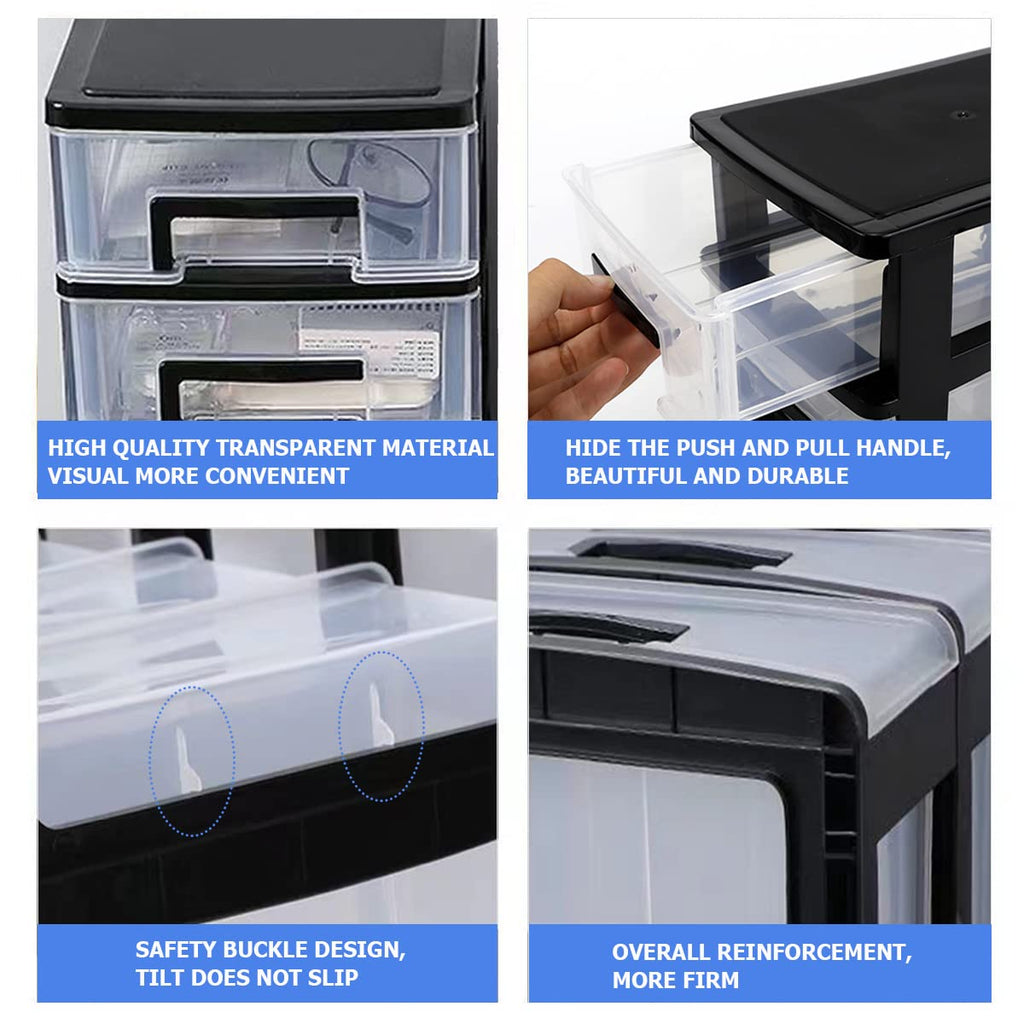 LNQ LUNIQI Plastic Desk Organizer,Desk Storage Box with 4 drawers,Makeup Organizer Sundries Storage Multifunction Storage Rack for Office School Home
