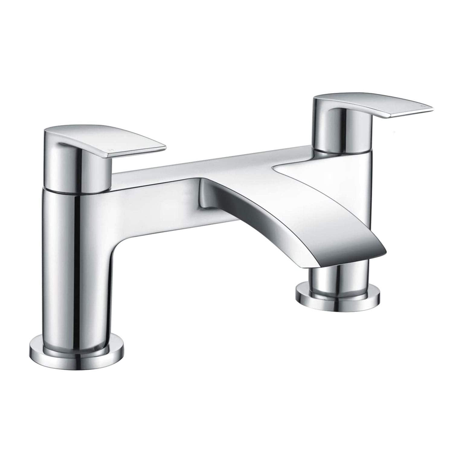 Hapilife Waterfall Bath Mixer Tap | Chrome Dual Lever Deck Mounted