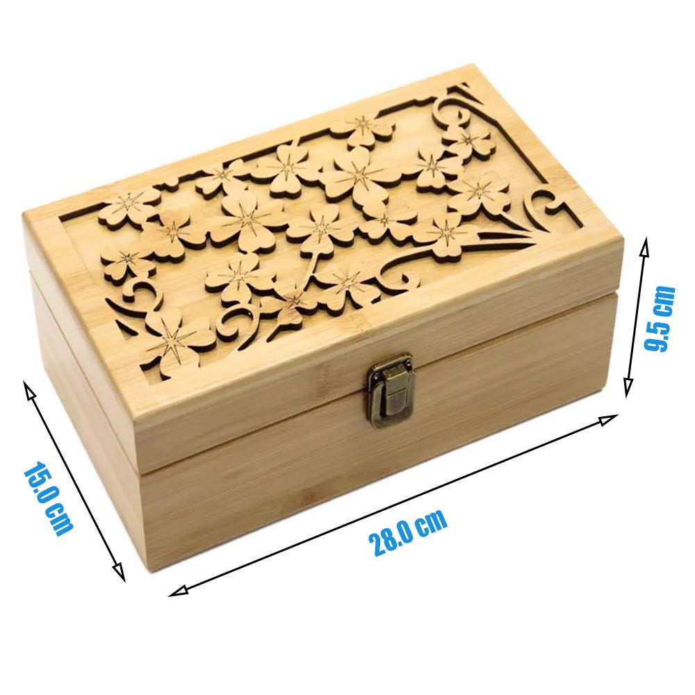 Bamboo Storage Box for Aromatherapy Essential Oil - Wooden Box for 25 Bottles - Ideal Organizer for Travel and Presentation #A - image 2