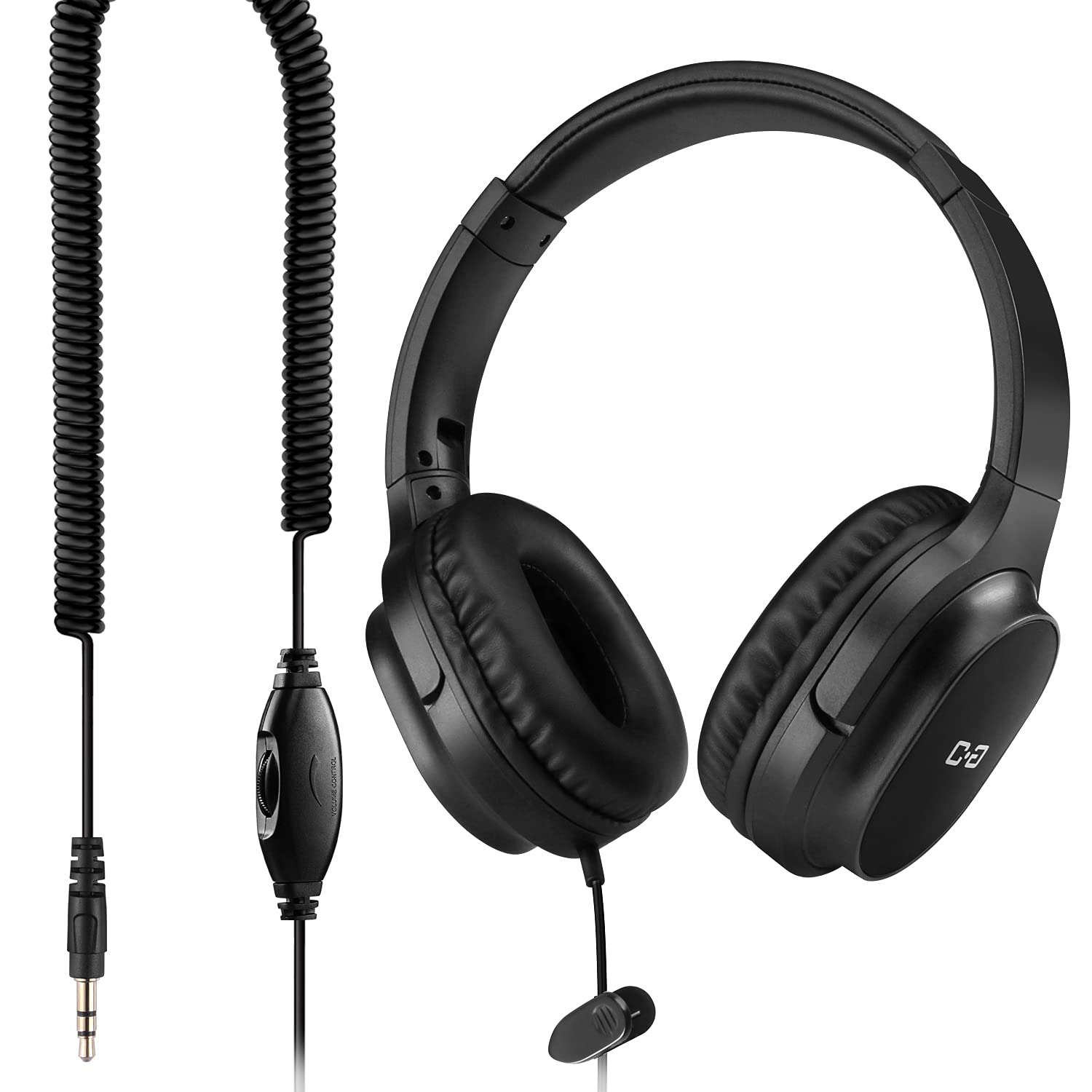 C G CHANGEEK Wired TV Headphones with 18ft Coiled Cord & Volume Control