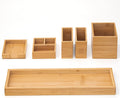 ROCDEER 6-Piece Bamboo Vanity Tray Set | Adjustable Bathroom Desk Organiser