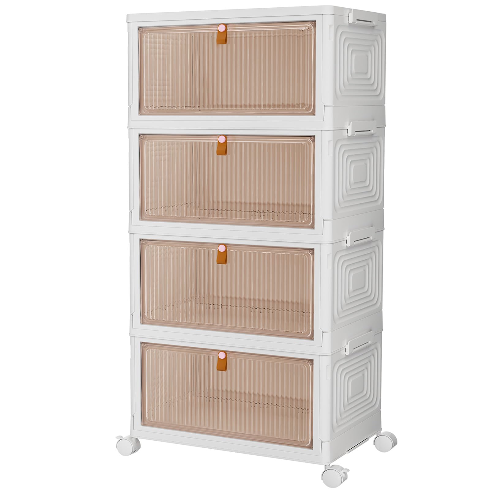 PurKeep Stackable Storage Boxes | 4-Tier 23L Plastic Bins with Wheels