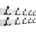 HONSKY Wall Mounted Coat Rack, 76cm White Pine Base, 5 Black Sturdy Aluminium Alloy Triple Hooks15 Hanging Points - image 1