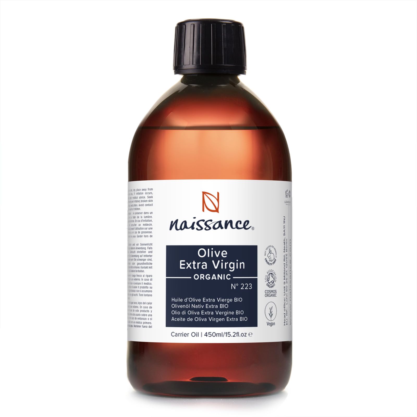 Naissance Organic Extra Virgin Olive Oil – 450ml Cold Pressed Oil