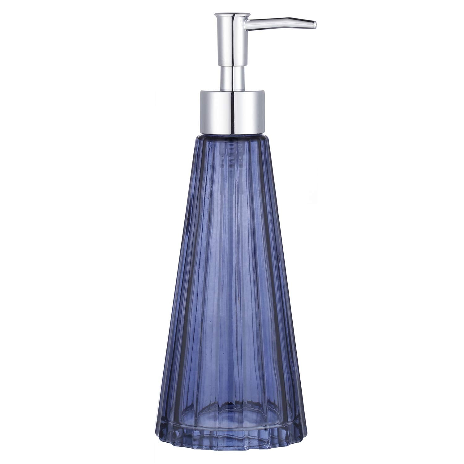 Glass Soap Dispenser with Pump – Refillable Blue Bottle