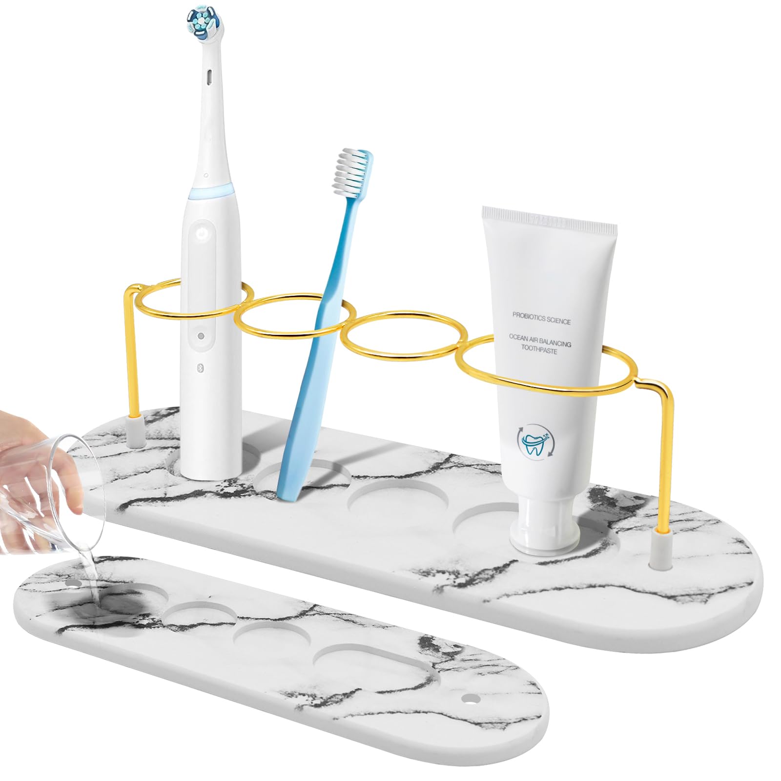 Yiomxhi Diatomaceous Earth Toothbrush Holder | 4-Slot Quick Dry Stand